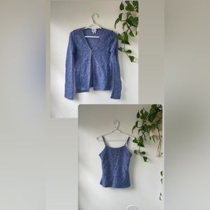 90’s two piece wool shirt cardigan combo